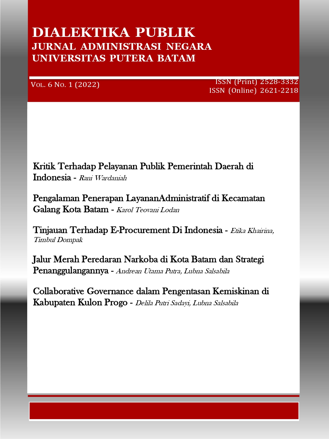 					View Vol. 6 No. 1 (2022): Dialektika Publik
				